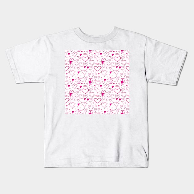 Cute Hearts Doodle Art Kids T-Shirt by labatchino